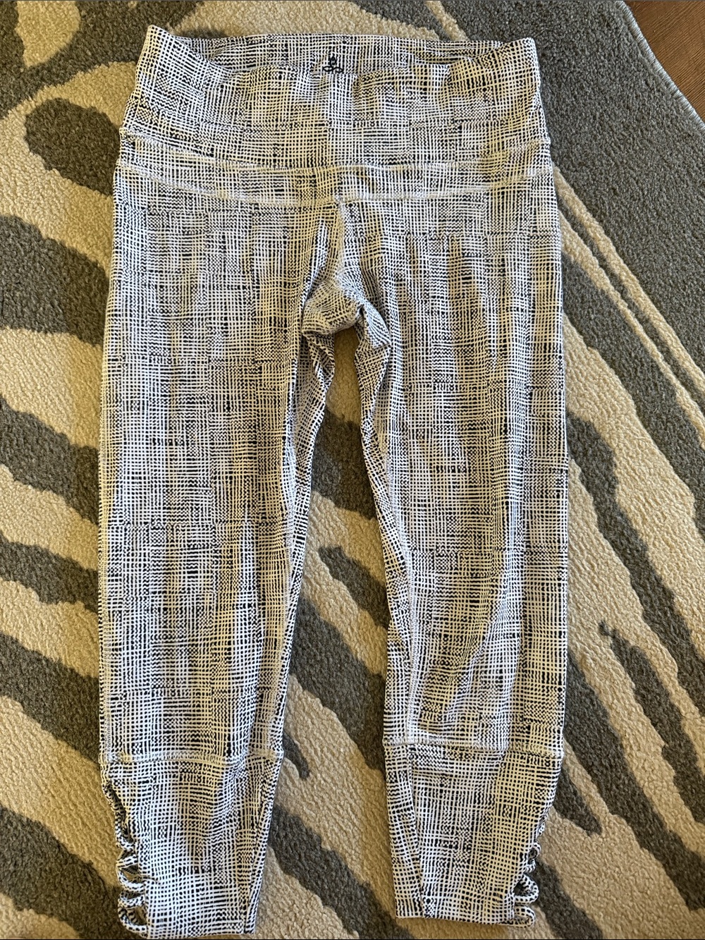 Prana Black & White Grid Print Leggings